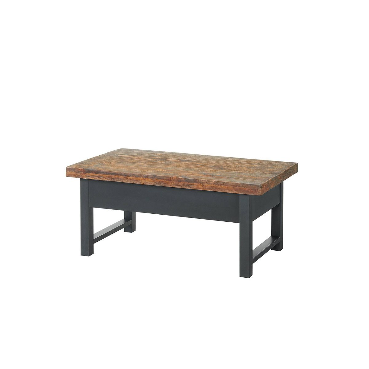 42" Pomona Coffee Table: Rustic Lift-Top Storage, Distressed Pine Wood, Industrial Style, Black Frame - thumbnail 5