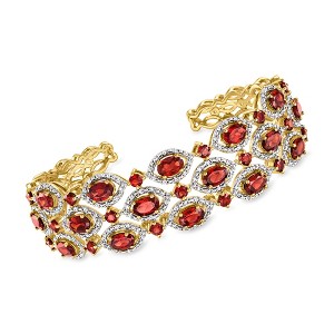 Ross-Simons 8.30 ct. t.w. Garnet and .90 ct. t.w. White Zircon Cuff Bracelet in 18kt Gold Over Sterling - 1 of 4