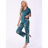 cheibear Women's Silky Short Sleeves Sleepshirt with Pants Sleepwear Pajama Set 2 Pcs - 2 of 4