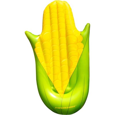 Swimline 90680M Giant 74" Inflatable Corn on the Cob Swimming Pool or Lake Floating Water Raft 1 Person Lounger for Kids and Adults, Yellow & Green