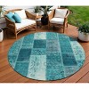Teal Blue Aqua And Turquoise Patchwork Washable Indoor Outdoor Area Rug - 2 of 4