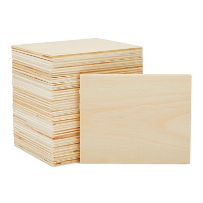 Bright Creations 24 Pack Unfinished Wood Rectangles for Crafts, Wooden Cutouts for DIY Painting Projects, 5.5 x 4.5 Inches