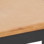 natural wood seat/black metal frame