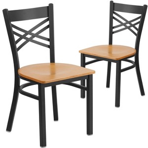 Emma and Oliver 2 Pack "X" Back Metal Restaurant Chair - 1 of 4