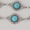 Anna-Kaci Women's Waist Chain Belt with Floral Links and Turquoise Stone Accents - Silver - 3 of 4