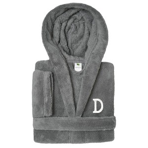 Personalized Linum Kids 100% Polyester SUPER PLUSH Double Brushed Hooded Bathrobe in White Bookman Font - 1 of 3