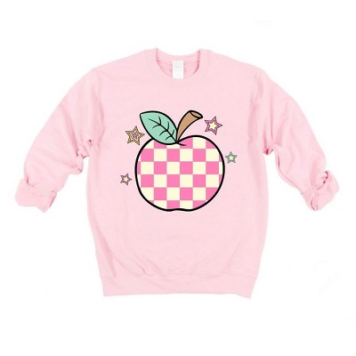 Simply Sage Market Women's Graphic Sweatshirt Checkered Apple Stars