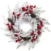 18 Inch White Snow Flocked Winter Wreath with Pine Cones Small Red Apples for Home Indoor Outdoor Decor - 2 of 4