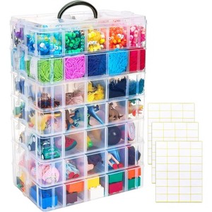 3-Tier Stackable Storage Box with Dividers, 30 Compartments for Craft and Toy Organization. - 1 of 4