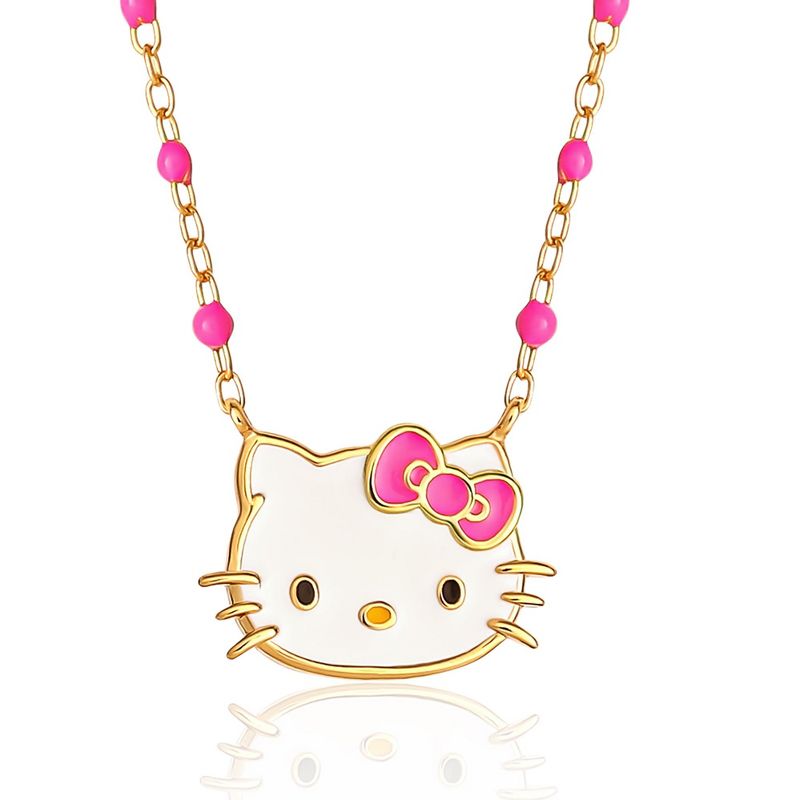 Sanrio Hello Kitty Sterling Silver Enamel Station Chain Necklace - 18'', Authentic Officially Licensed, 1 of 5