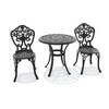3-Piece Patio Set: Round Table & 2 Chairs - Cast Aluminum, All-Weather/Umbrella Hole & Adjustable Legs for Balcony/Backyard - 4 of 4
