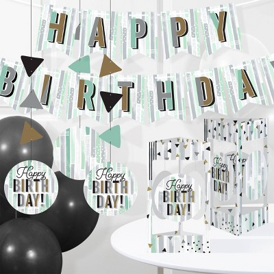 Creative Converting Minted Milestone Chocolate Chip Mint Birthday Decor Set