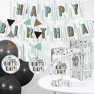 Creative Converting Minted Milestone Chocolate Chip Mint Birthday Decor Set - 1 of 4