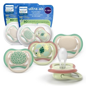 Philips Avent Ultra Air Pacifiers 6-18m - Leopard Print/Tropical Mix - 4pk - 1 of 4