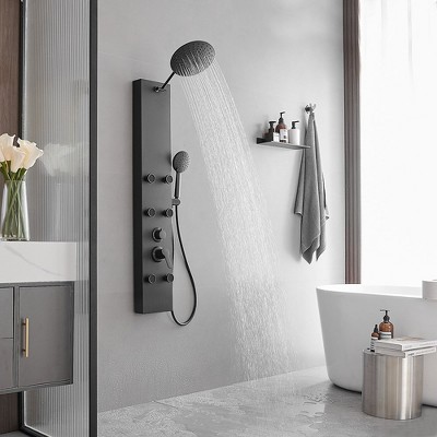 Matte Black 60.55'' Shower Panel with Adjustable Head and Jets