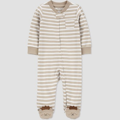 Image of Carter's Just One You®️ Baby Boys' Striped Footed Pajama - Cream Newborn