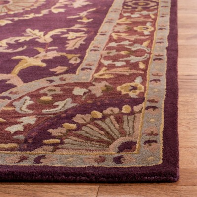 Burgundy Hand-Tufted Wool Rectangular Area Rug, 5' x 8'
