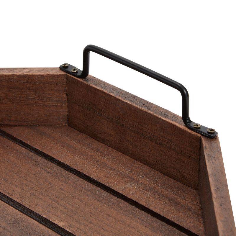 Decorative Rustic Wooden Serving Tray with Metal Handles for Candles, Coffee Table, Farmhouse Home Decor (11.75 x 11.75 x 2.75 In), 3 of 8