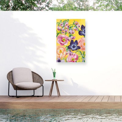 Trademark Fine Art - Ania Zwara  Navy Anemones On Yellow Matted Framed Art