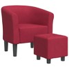 VidaXL Tub Chair with Footstool Wine Red Fabric - 2 of 4