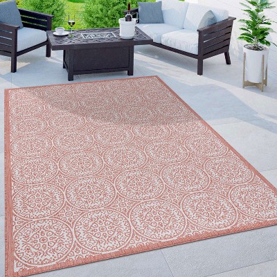 Terra Floral Circle Design 5' x 7' Easy-Care Outdoor Rug