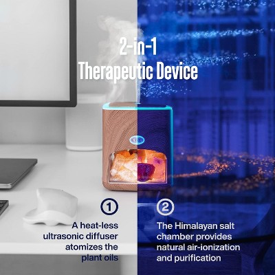 Light Wood Himalayan Salt Electric Diffuser with Essential Oils