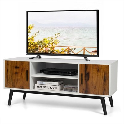 Costway Modern TV Stand Entertainment Media Console w/ Cabinets & Open Shelves