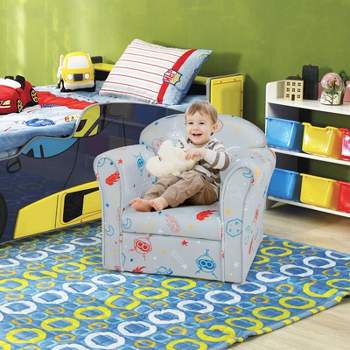 Infans Kids Sofa Toddler Upholstered Armrest Chair w/Solid Wooden Frame Gray
