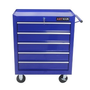 OUTSUPPLY Blue 5 Drawer Lockable Medicine Cabinet on 4 Wheels with Ball, Mobile & Secure Storage - 1 of 4