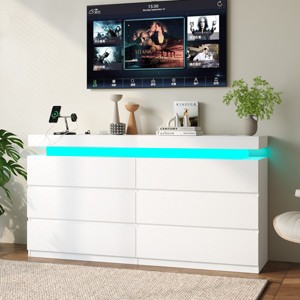 Dyonery Modern 6-Drawer Dresser with Sliding Desktop, Organizer for Bedroom - 1 of 4
