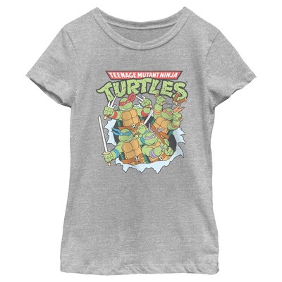 Girl's Teenage Mutant Ninja Turtles Distressed Team In Action T-shirt ...