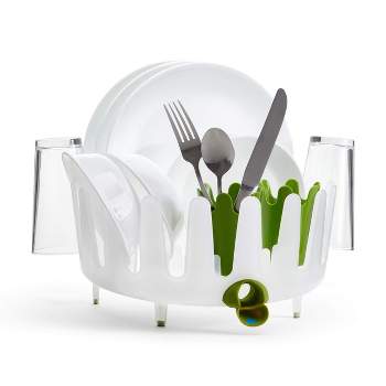 Chef'n Plastic 401-281-004 DishGarden Dish Rack, 14 x 13.25 x 6.5 inches, White/Green