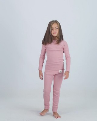 Organic Cotton Ribbed Unisex 6-Piece Pajama Set in Brown and Grey
