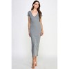 Slickblue Women’s Maxi Dress, Double V-Neck Ribbed Style, Side Slit, Short Sleeve, Gray/Rose, Size S–L - 2 of 4
