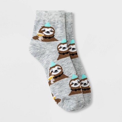 Women's Party Sloth Ankle Socks - Xhilaration™ Heather Gray 4-10