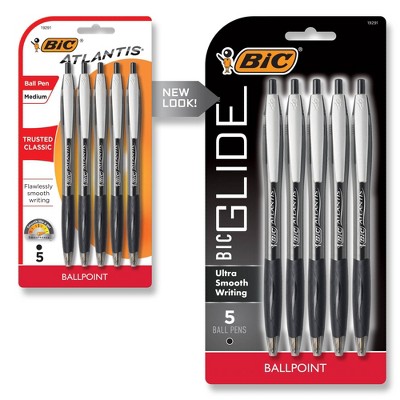 BIC Atlantis Classic Retractable Ballpoint Pen Grip Medium 0.4 mm Black  Pack of 12