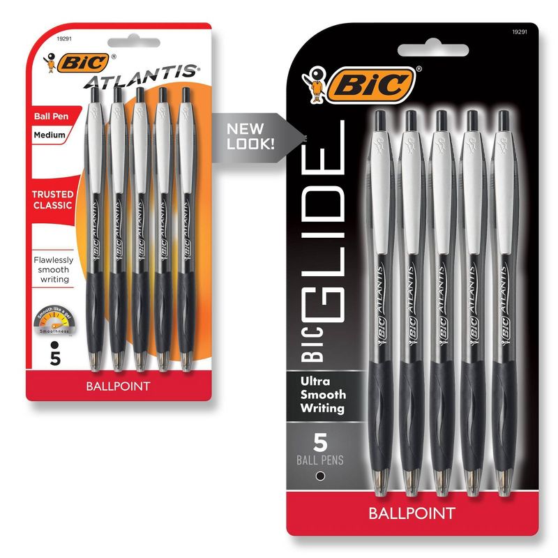 BiC 5pk Retractable Ballpoint Pens Black, 1 of 7
