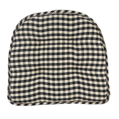 Non-Slip Gingham Chair Pad - Black