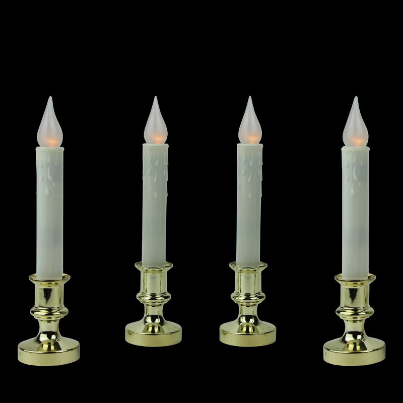Northlight Set of 4 White and Gold LED C5 Flickering Christmas Candle Lamps with Timer 8.5", 2 of 4