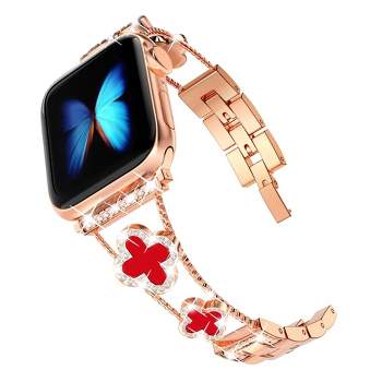 Worryfree Gadgets Metal Bling Band for Apple Watch Flower Design
