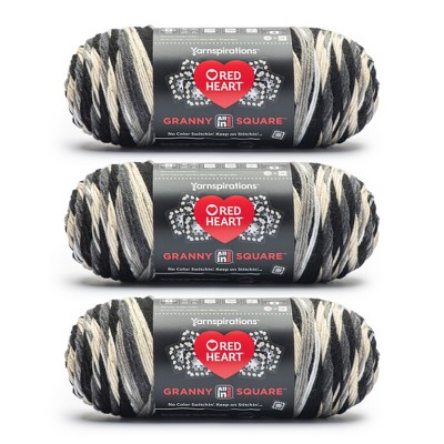 Red Heart All in One Granny Square Yarn 24 Pack-Black - Dove