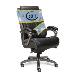 Big & Tall Smart Layers Premium Ultra Executive Chair Bliss Black Bonded Leather - Serta: Ergonomic, 350lb Capacity - 1 of 4