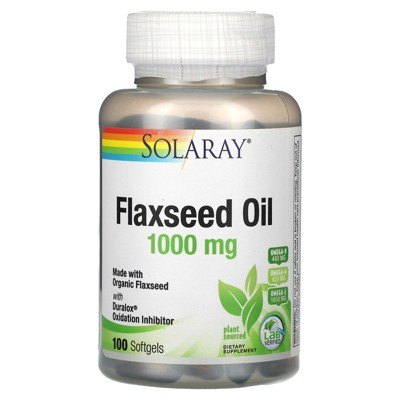 Solaray Flaxseed Oil, 100 Softgels (333 mg per Softgel)