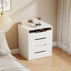 KTMBDW 3 in 1 Vanity Desk, Compact Vanity with 3 Drawers, Makeup Desk with Flip-up Lighting Mirror and Cushioned Stool, Nightstand for Bedroom - 3 of 4