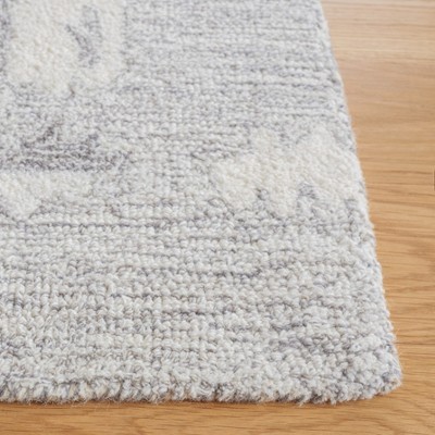 Silk Road Inspired Hand-Tufted Wool Area Rug in Light Grey - 3' x 5'