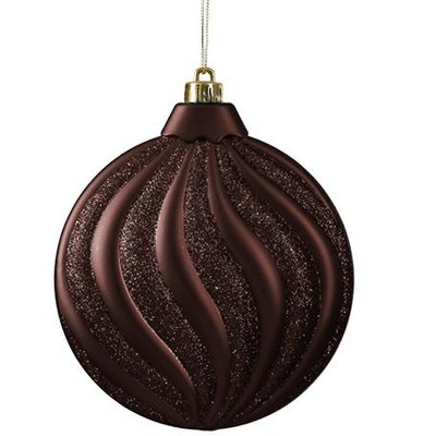 Northlight 6ct 2-Finish Swirl Shatterproof Christmas Disc Ornament Set 6.25" - Brown