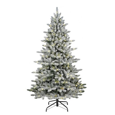 7.5ft Puleo Pre-lit Led Flocked Full Bennington Fir Artificial ...