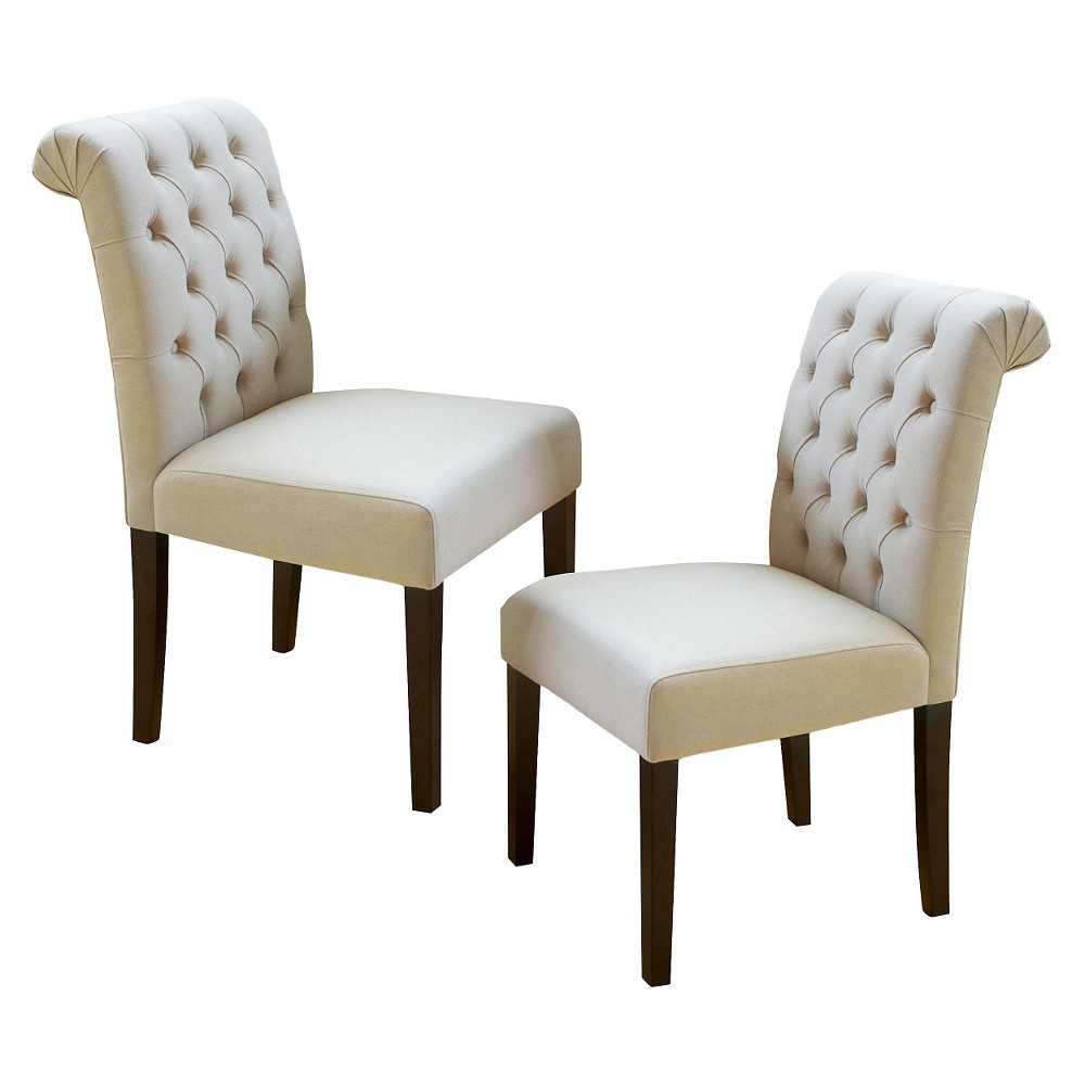 Set of 2 Dinah Roll Top Fabric Dining Chair Ivory - Christopher Knight Home was $228.99 now $160.29 (30.0% off)