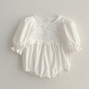 MyKids-Usa Spring/Autumn Baby Onesies And Dress For Girls With White Lace Trim – Princess Sister Matching Set - 1 of 4