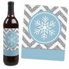 Big Dot of Happiness Winter Wonderland - Snowflake Holiday Party & Winter Wedding Decorations for Women & Men - Wine Bottle Label Stickers - Set of 4 - 4 of 4